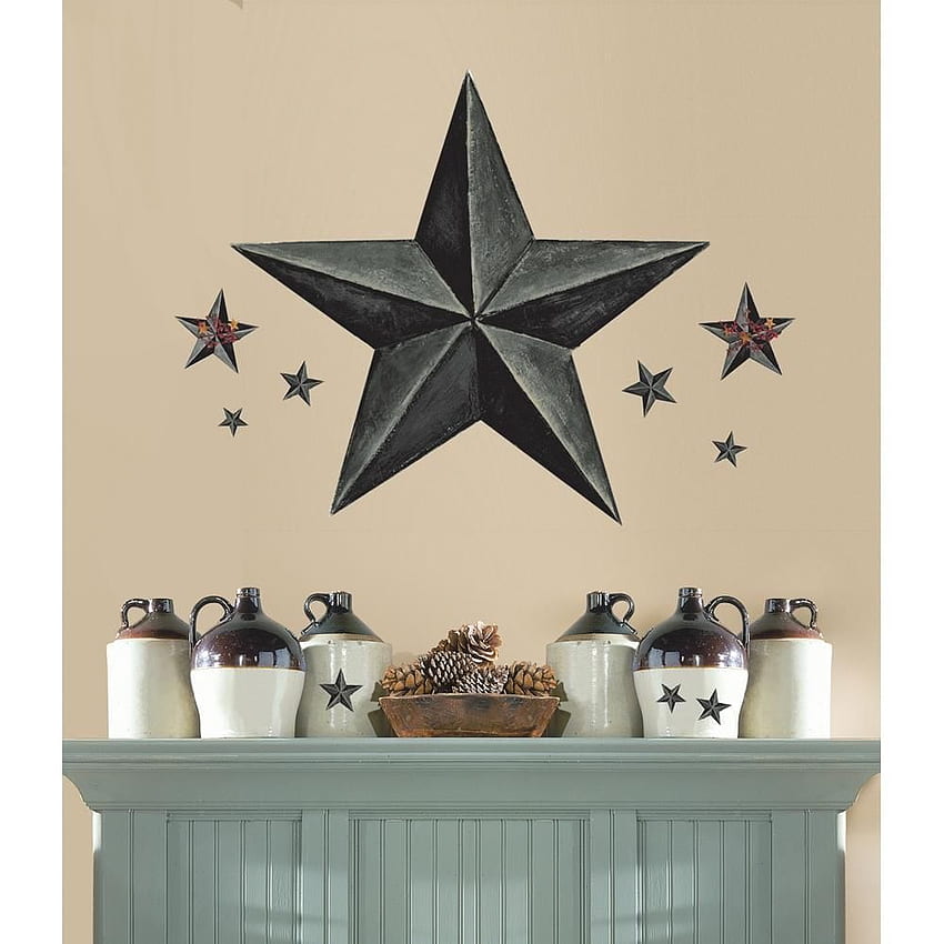 New Giant SLATE GRAY BARN STAR WALL DECALS Country Kitchen Stars HD phone wallpaper