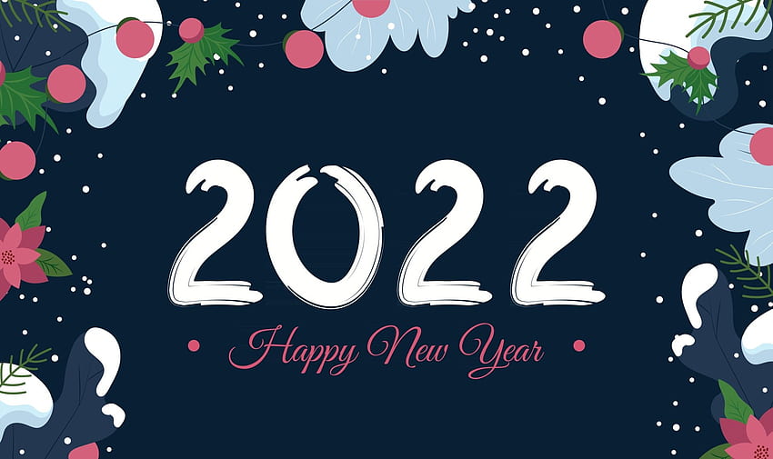 Happy new year 2022 horizontal banner or greeting card template with elements of Christmas tree and snowy branches Cartoon vector background 2486084 Vector Art at Vecteezy HD wallpaper