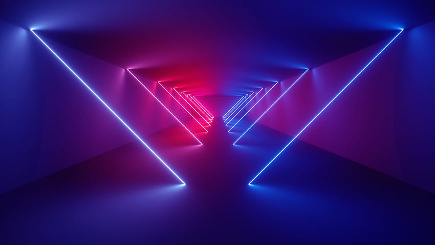Artistic Pink Blue Neon Lines Reflection Minimalism Vaporwave Vaporwave HD wallpaper