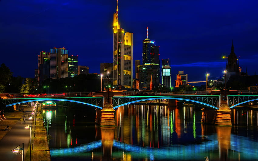 Ignatz Bubis Brücke, Frankfurt Am Main, Alemanha Widescreen papel de parede HD