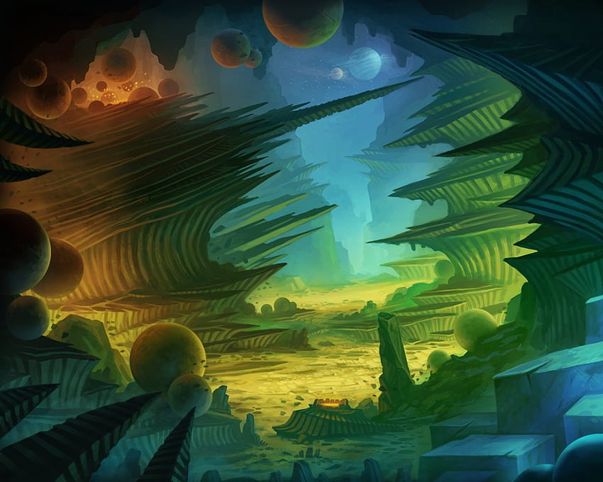 new world, landscape, background, shady, alien HD wallpaper