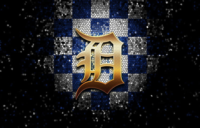 sport, logo, baseball, glitter, checkered, MLB, Detroit Tigers para su sección спорт fondo de pantalla