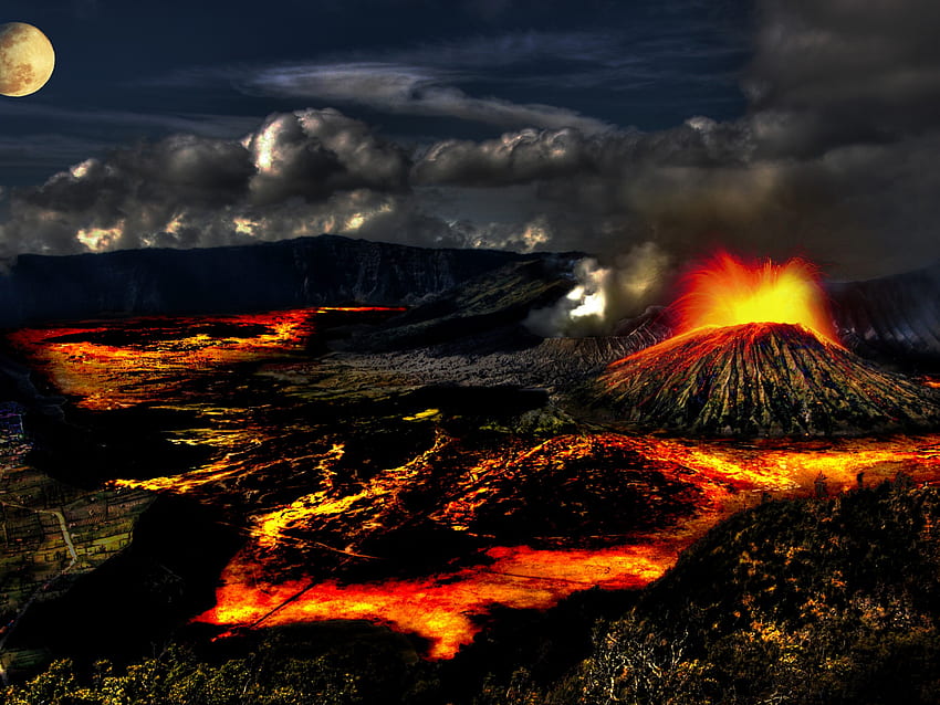 Volcanic Crater 9371, Volcanoes HD wallpaper