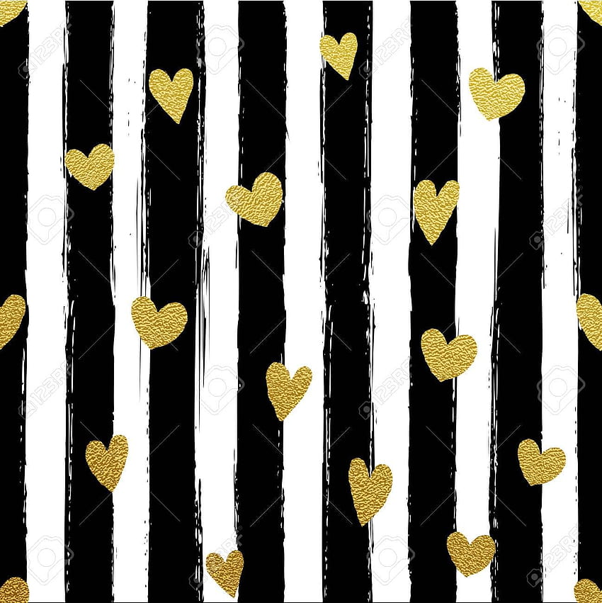 Glitter Gold Striped Paint Brush Strokes, Black White and Gold HD phone wallpaper