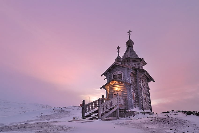 Trinity Church, Antarctica, orthodox, antarctica, church, russian HD wallpaper