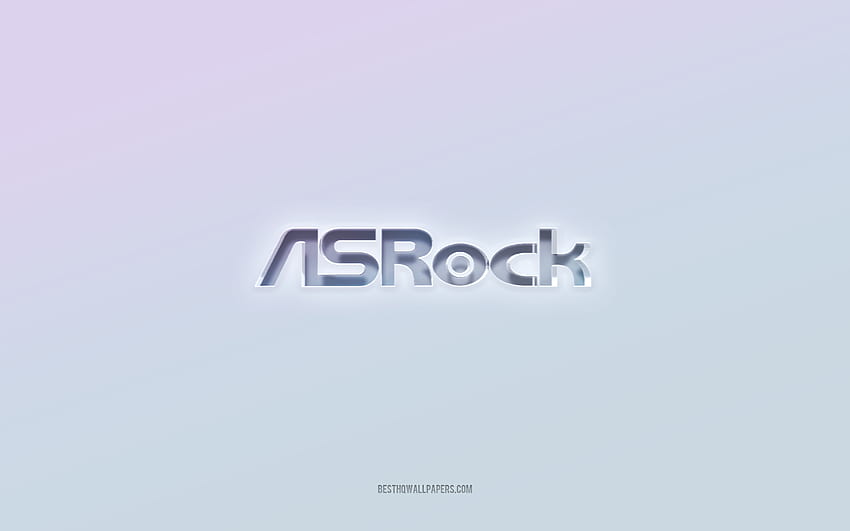 ASrock logosu, kesilmiş 3d metin, beyaz arka plan, ASrock 3d logosu, ASrock amblemi, ASrock, kabartmalı logo, ASrock 3d amblemi HD duvar kağıdı