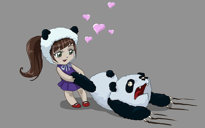 La bambina divertente ama il simpatico cartone animato del panda. Roba da comprare, Cute Anime Panda Girl Sfondo HD